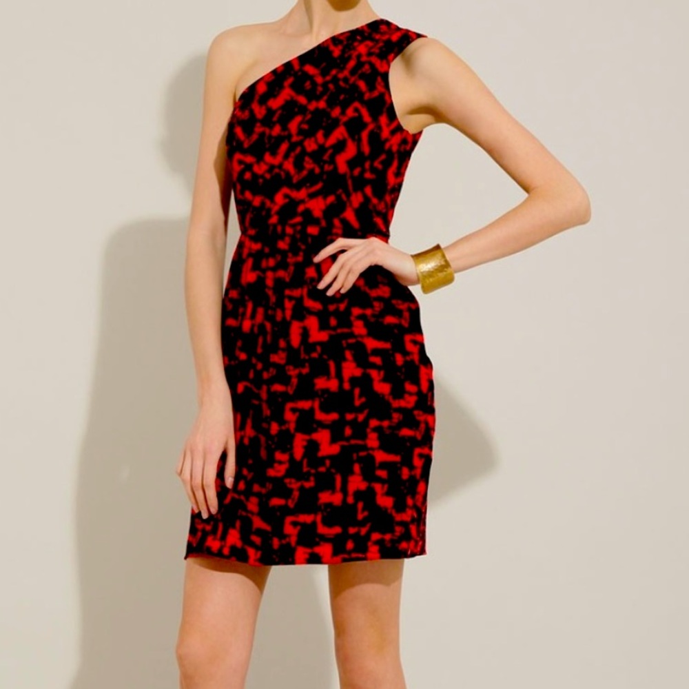 Red & black patterned Shoshanna Dress